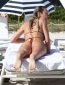 Candice Swanepoel Booty in Bikini at the Beach in Miami