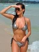 Chloe Goodman in Bikini on the Beach in Barbados
