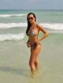 Chloe Goodman in Bikini on the Beach in Barbados