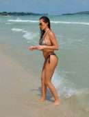 Chloe Goodman in Bikini on the Beach in Barbados