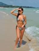 Chloe Goodman in Bikini on the Beach in Barbados