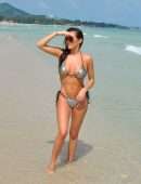 Chloe Goodman in Bikini on the Beach in Barbados