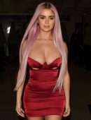 Demi Rose Mawby Cleavage and Leggy, Out in London