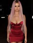 Demi Rose Mawby Cleavage and Leggy, Out in London