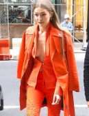 Gigi Hadid – Braless Candids in New York