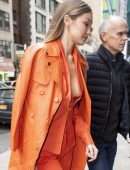 Gigi Hadid – Braless Candids in New York