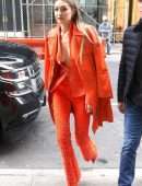 Gigi Hadid – Braless Candids in New York