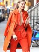 Gigi Hadid – Braless Candids in New York