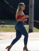 Iskra Lawrence in Jeans Out at South Beach in Miami