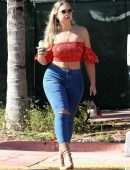 Iskra Lawrence in Jeans Out at South Beach in Miami