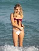 Joy Corrigan in Bikini, CamelToe on Beach in Miami