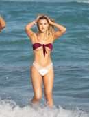Joy Corrigan in Bikini, CamelToe on Beach in Miami