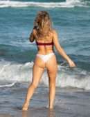 Joy Corrigan in Bikini, CamelToe on Beach in Miami
