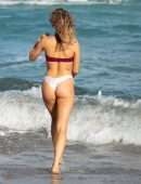 Joy Corrigan in Bikini, CamelToe on Beach in Miami