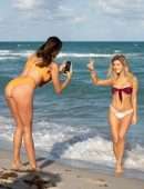 Joy Corrigan in Bikini, CamelToe on Beach in Miami