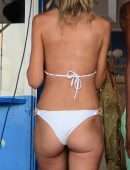 Lady Victoria Hervey in White Swimsuit on a Beach in Barbados