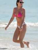 Lottie Moss and Emily Blackwell in Bikini on the Beach in Barbados