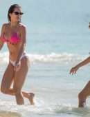 Lottie Moss and Emily Blackwell in Bikini on the Beach in Barbados