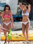 Lottie Moss and Emily Blackwell in Bikini on the Beach in Barbados