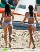 Lottie Moss and Emily Blackwell in Bikini on the Beach in Barbados