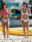Lottie Moss and Emily Blackwell in Bikini on the Beach in Barbados