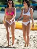 Lottie Moss and Emily Blackwell in Bikini on the Beach in Barbados
