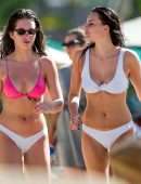 Lottie Moss and Emily Blackwell in Bikini on the Beach in Barbados