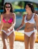 Lottie Moss and Emily Blackwell in Bikini on the Beach in Barbados
