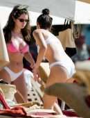Lottie Moss and Emily Blackwell in Bikini on the Beach in Barbados