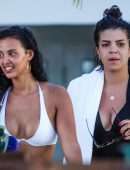 Maya Jama in Thong Bikini on the Beach in Barbados