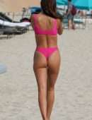 Patricia Contreras in Bikini, Wardrobe Malfunction at Beach in Miami