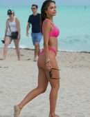 Patricia Contreras in Bikini, Wardrobe Malfunction at Beach in Miami