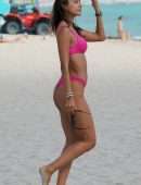 Patricia Contreras in Bikini, Wardrobe Malfunction at Beach in Miami