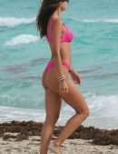 Patricia Contreras in Bikini, Wardrobe Malfunction at Beach in Miami
