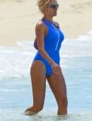 Pixie Lott in Swimsuit on the Beach in Barbados