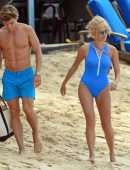 Pixie Lott in Swimsuit on the Beach in Barbados