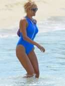 Pixie Lott in Swimsuit on the Beach in Barbados