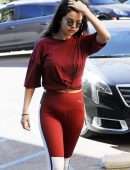 Selena Gomez in Red Tights, Hits the Gym in Los Angeles