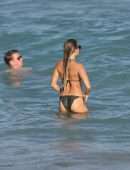 Sylvie Meis in a Bikini at the Beach in Miami