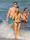 Sylvie Meis in a Bikini at the Beach in Miami