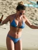 Zara Holland in Bikini at a Beach in Barbados