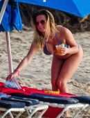 Zara Holland in Bikini at a Beach in Barbados