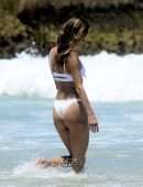 Alessandra Ambrosio in White Bikini at Beach in Florianopolis