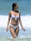 Alessandra Ambrosio in White Bikini at Beach in Florianopolis