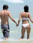 Alessandra Ambrosio in White Bikini at Beach in Florianopolis