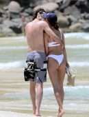 Alessandra Ambrosio in White Bikini at Beach in Florianopolis
