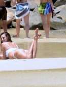 Alessandra Ambrosio in White Bikini at Beach in Florianopolis