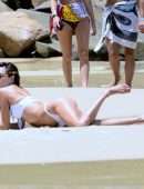 Alessandra Ambrosio in White Bikini at Beach in Florianopolis