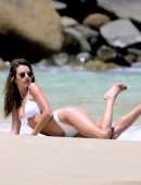 Alessandra Ambrosio in White Bikini at Beach in Florianopolis
