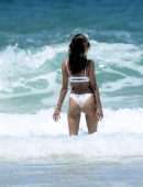 Alessandra Ambrosio in White Bikini at Beach in Florianopolis